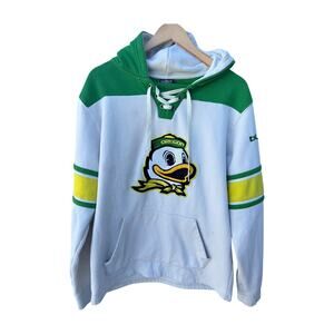 Oregon Ducks Hoodie Mens M Green White Lace Up Pullover Sweatshirt